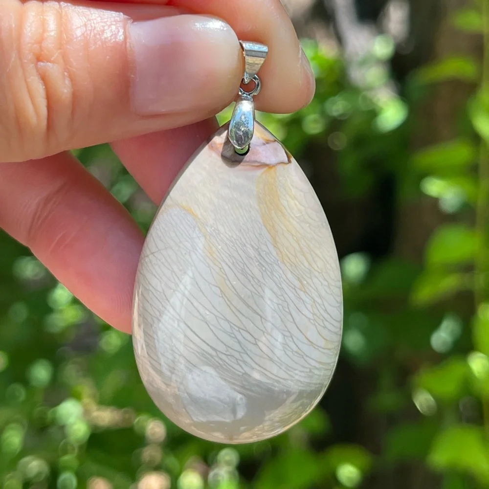 925‎ silver plated natural jasper pendant 1609